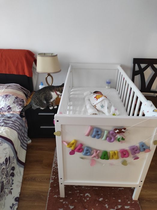 Pătut Ikea Sundvik + saltea Ikea Skonast, folosite foarte putin