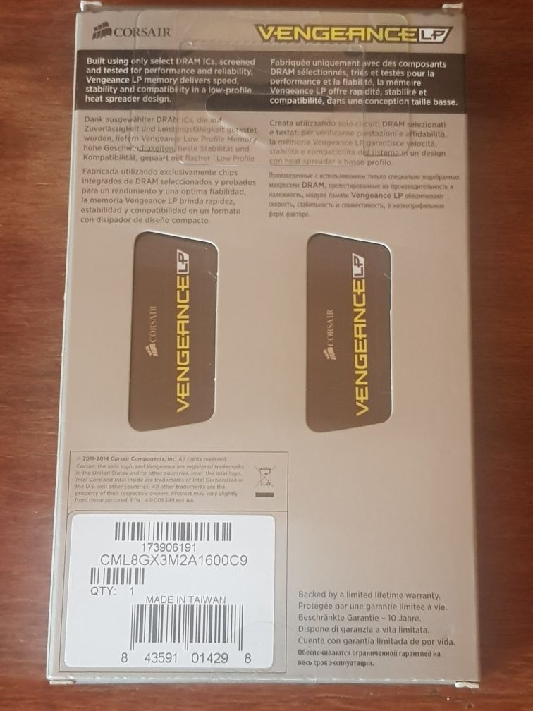 Kit Dual Channel Corsair 8GB (2 x 4GB), DDR3, 1600MHz, radiator negru
