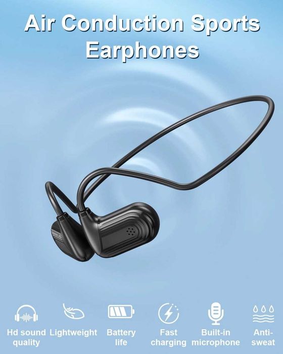 Căști Bluetooth Sport Conducție a aerului Căști fără fir cu microfon