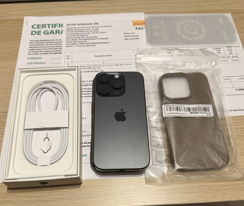 iPhone 16 PRO, Neverlocked, Full Box, 128 GB, Garanție Altex