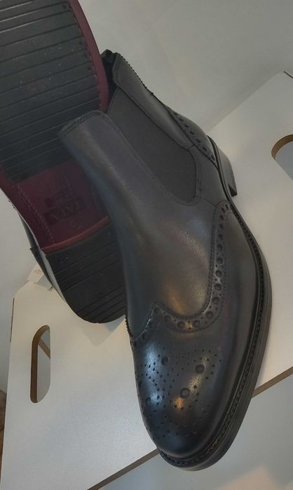 Ghete chelsea 44 brogue premium Tataly NOI piele naturala moale