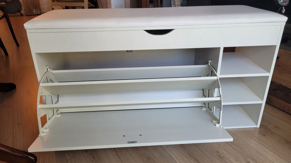 Dulap pentru pantofi tip bancheta, 100 x 34 x 51 cm, Alb