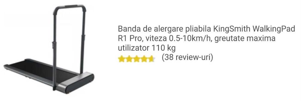 Bandă de alergare pliantă KingSmith WalkinPad R1 PRO. 1500 lei.