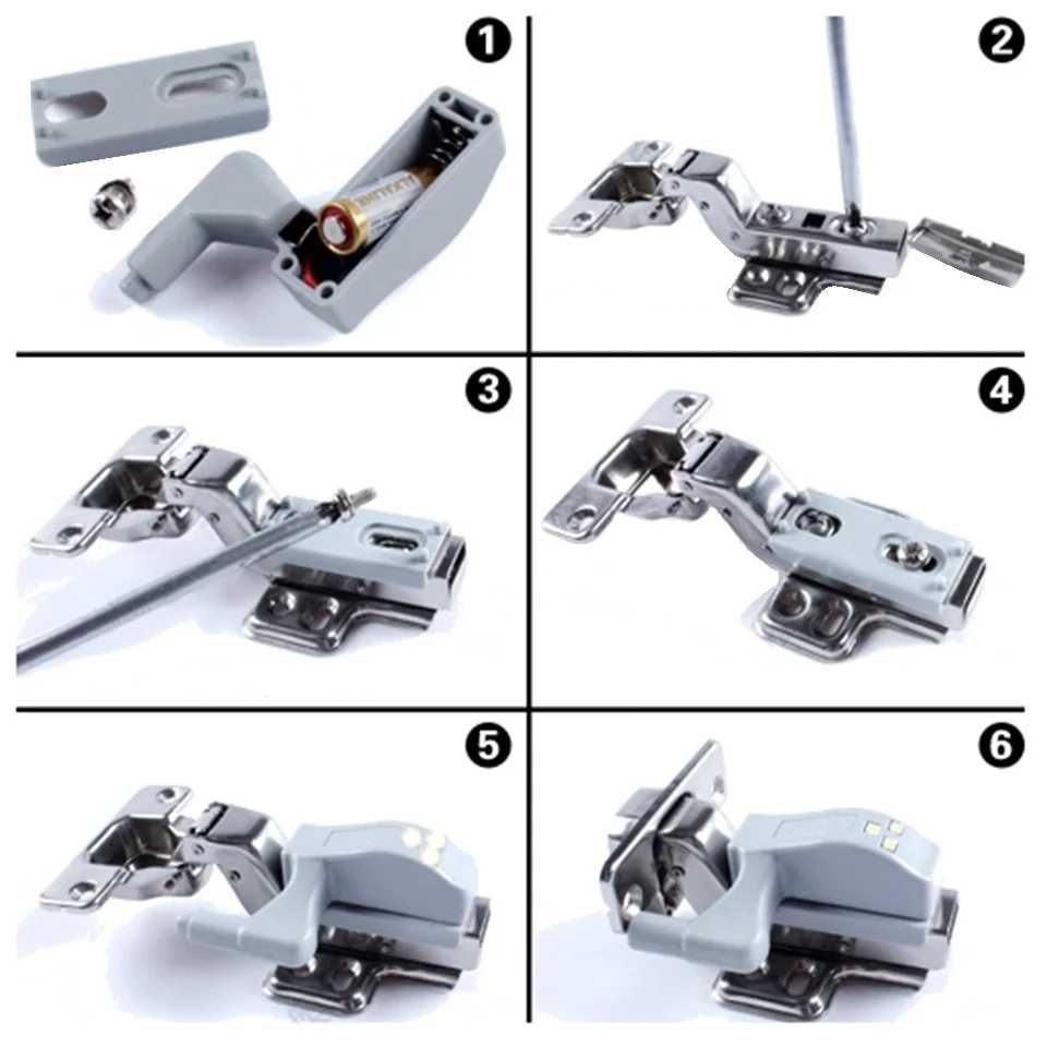 Светодиодная подсветка, фонарик для шкафа на петли + батарейка
