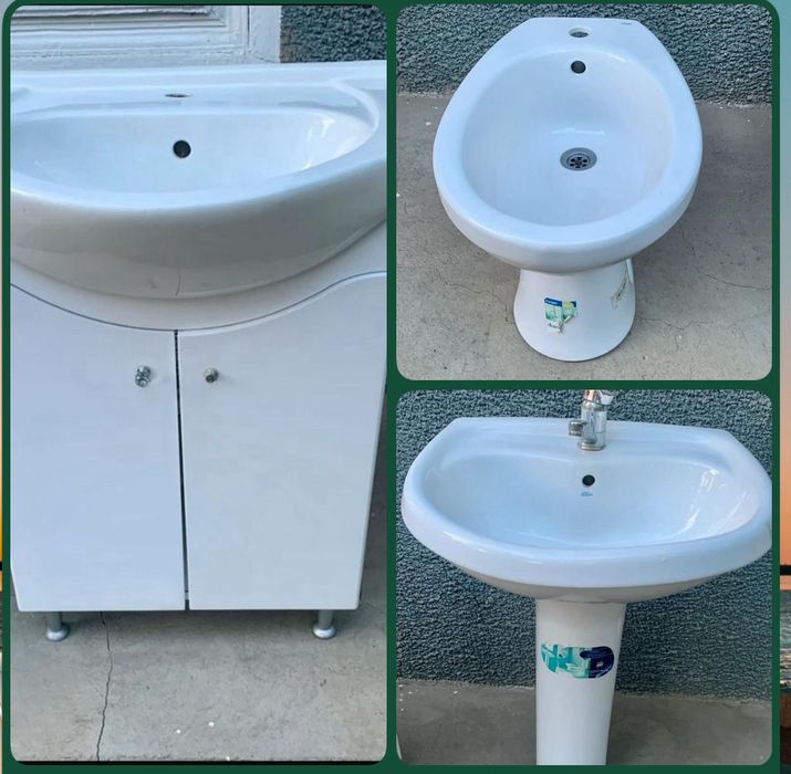 Mobilier dulap, bideu, lavoar pe coloana menuet din ceramic