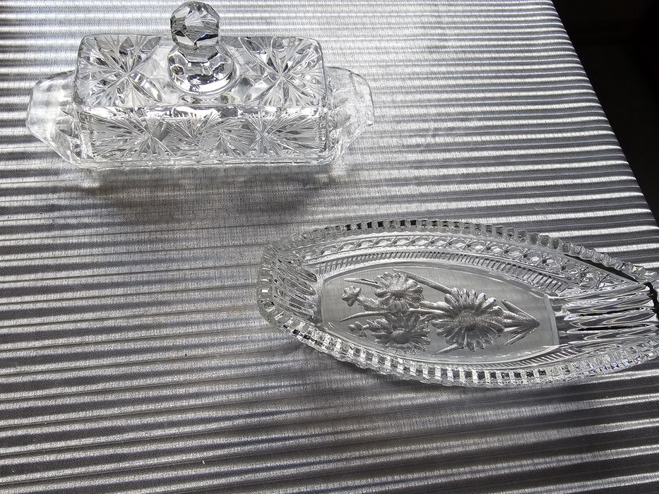 Кристален съд за масло/сирене и купичка за ядки