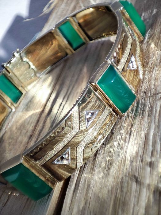 Bratara Aur 14K Calcedonie Naturala Calcedonia Unicat