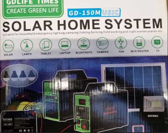 Solar Home System, kit cu panou solar si 4 becuri, 150 W - 1200 lei