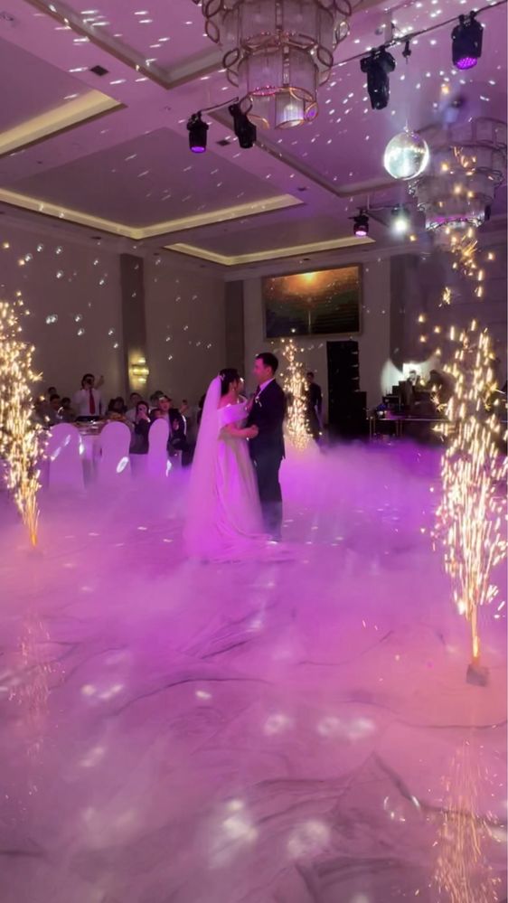 Тяжелый дым на свадьбу Астана спецэффекты, холодный фонтан