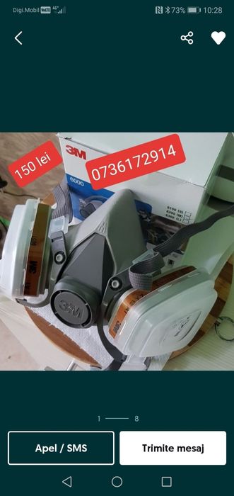 Masca 3M complet echipata, modelul 6200 , praf fum gaze chimicale lacu
