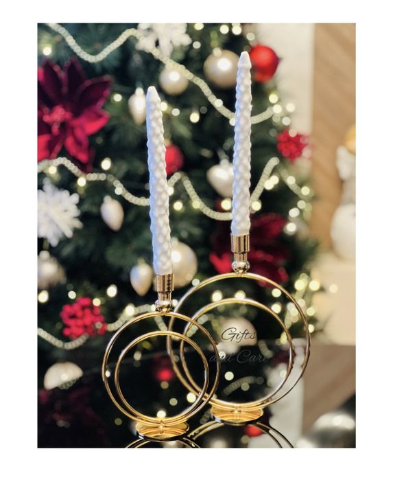 Коледен подарък. Луксозни метални свещници