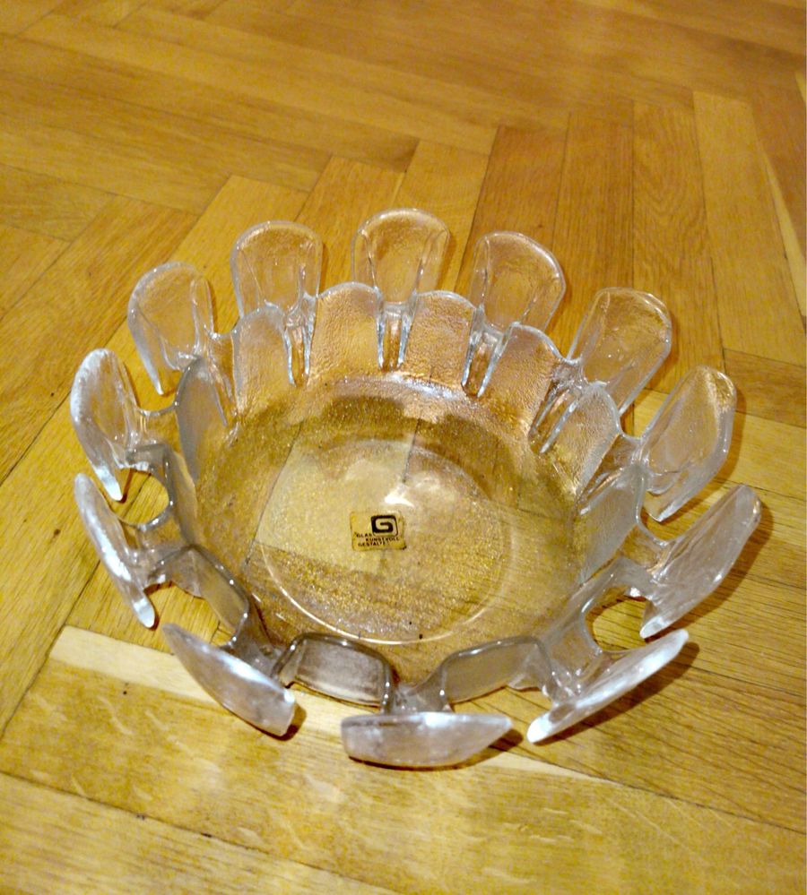 Купа стъкло дизайн MOD Glass Design Georgshutte ръчна Западна Германия