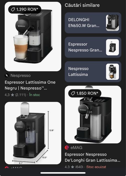 Delonghi Nespresso Lattissima One Resigilat