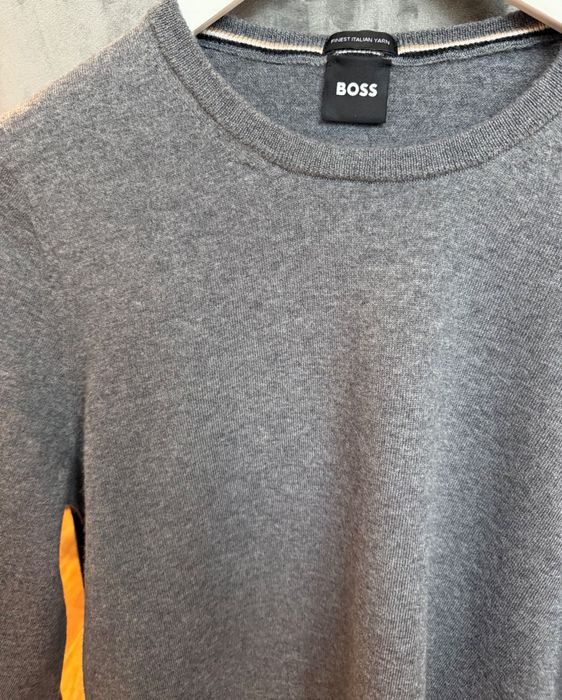 Мъжки Пуловер Boss естествена вълна в сив цвят оригинален