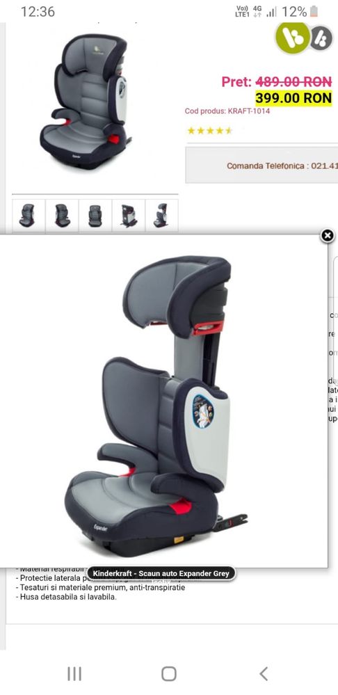Scaun auto Expander Grey Isofix