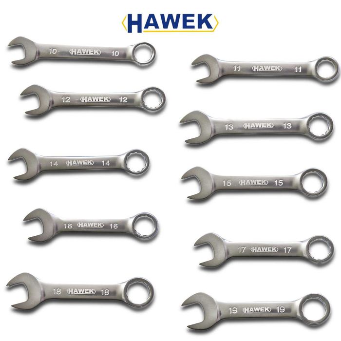 Комплект къси звездогаечни ключове 10-19мм , HAWEK