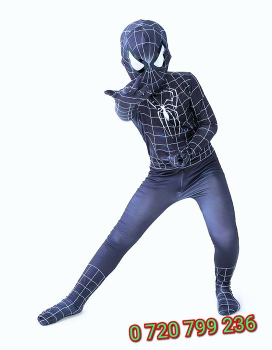Costum Spiderman Negru copii 3-9 ani