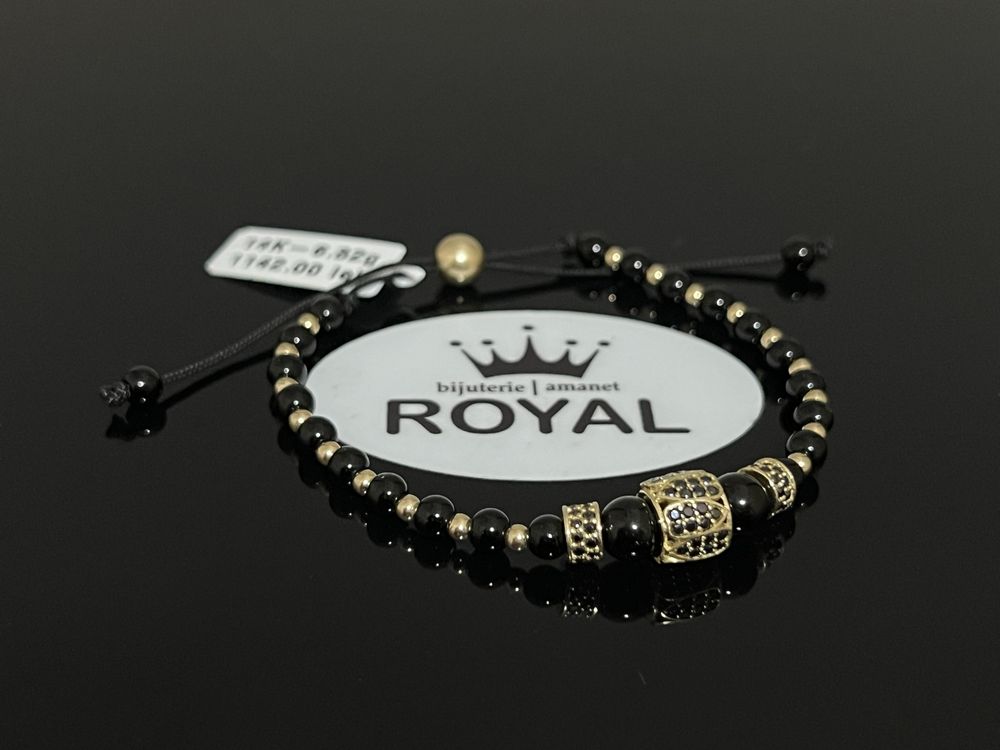 Bijuteria Royal CB : Bratara cu snur bile aur 14k 6,32 grame