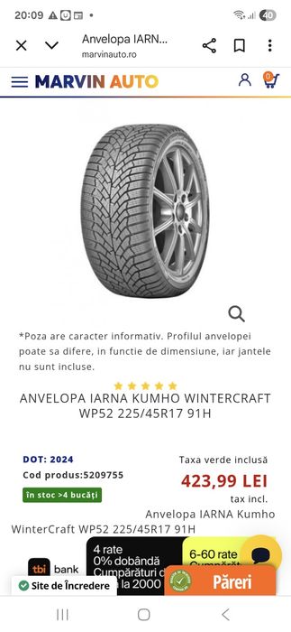 2 cauciucuri iarna 225 45 R17 ca NOI dot 3122