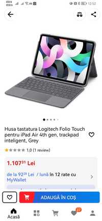Husa tastatura Logitech Folio Touch pentru iPad Air 4th gen, trackpad