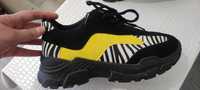 Маратонки сникърси кецове зебра, спортни обувки черно и жълто 40-41  н