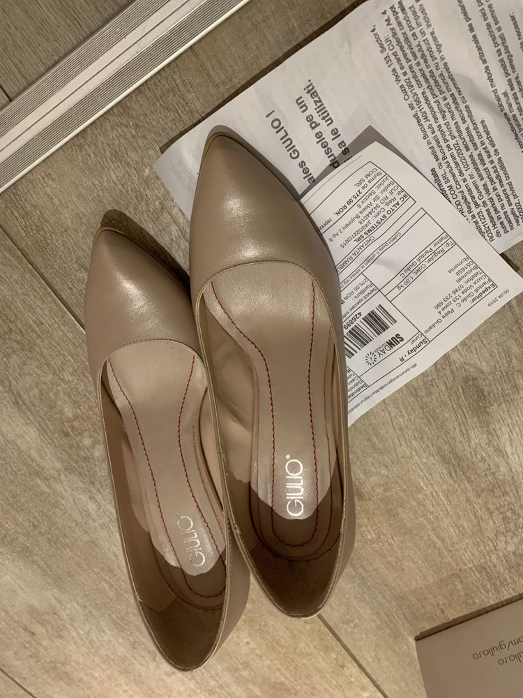 Pantofi Stiletto nude piele usor sidefati