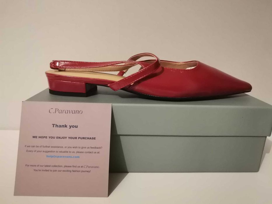 Pantofi dama C. Paravano rosii, marimea 41, noi, piele ecologica
