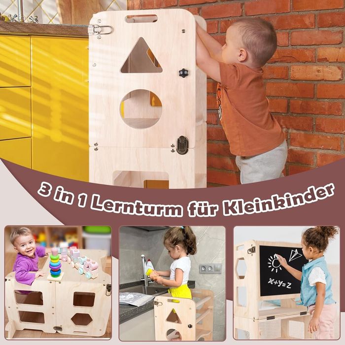 Turn de învățare pentru copii, turn de învățare Montessori 3 în 1,