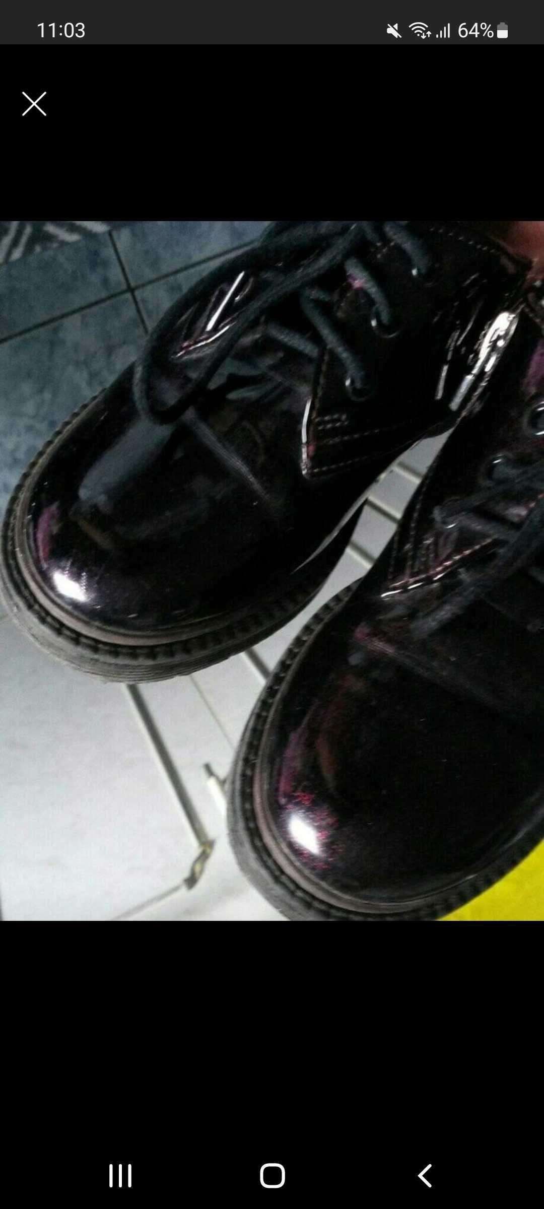 Pantofi oxford unisex,piele naturala /lac Anglia.Ca noi.19,5cm inter.