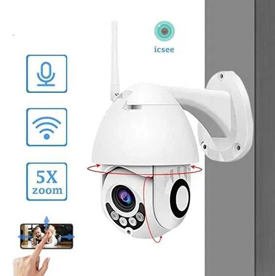 Безжична външна въртяща PTZ WIFI Full HD IP camera камера Lens