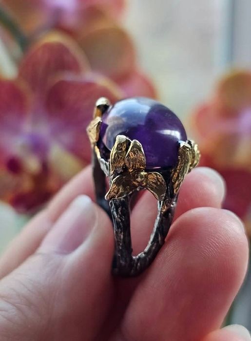 Красив сребърен пръстен с Аметист