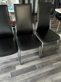Трапезен стол - 6 броя,  черен цвят, еко кожа