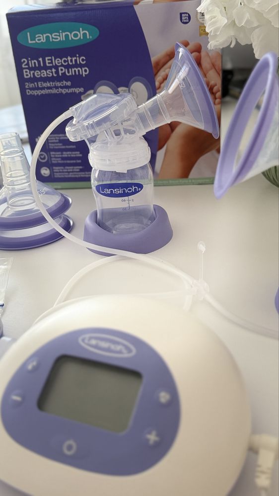 Pompa dubla de san electrica Lansinoh + pungi stocare lapte