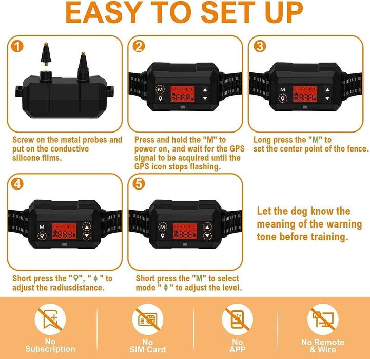 POIIOPY Безжична GPS ограда, нашийник за кучета от 3-то поколение