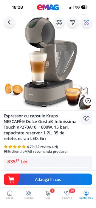 Espressor cu capsule Krups NESCAFÉ Dolce Gusto® Infinissima