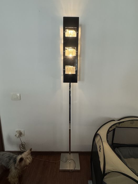 Set iluminat | Negru lucios, crom și sticlă