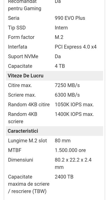 SSD Samsung 990 EVO Plus 4TB PCI Express 4.0 x4 M.2 2280