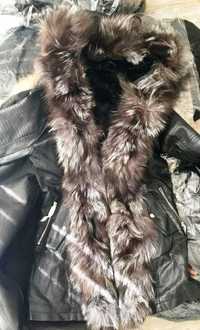 Намалено от 120 лв-Дамско яке естествен косъм лисица ракун кожено яке