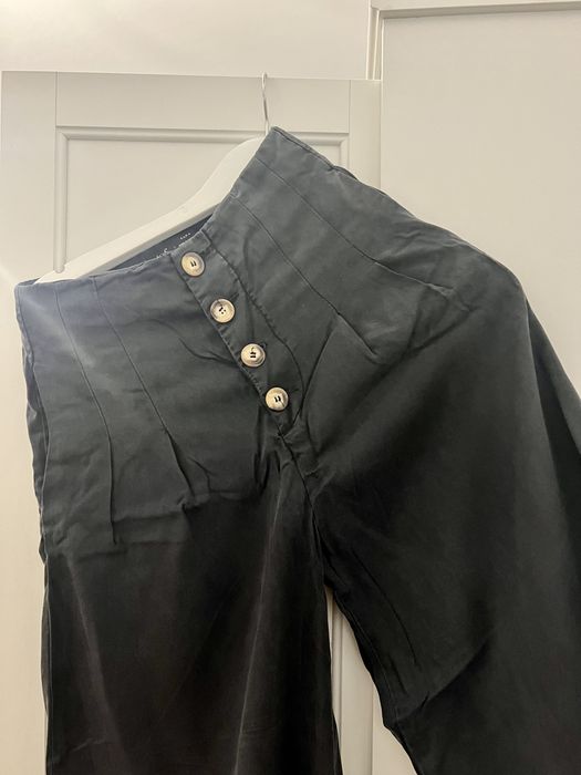 Pantaloni Zara largi evazati lungi XS denim negru nasturi
