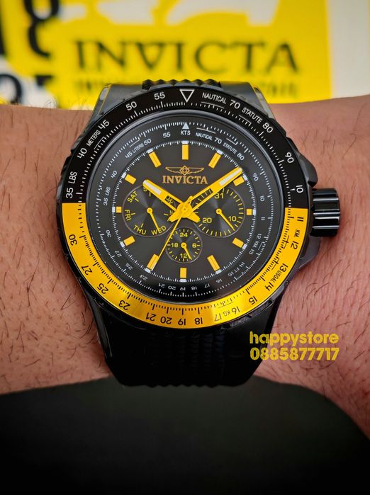 INVICTA Aviator Black/Yellow 50 mm, Инвикта нов ръчен часовник