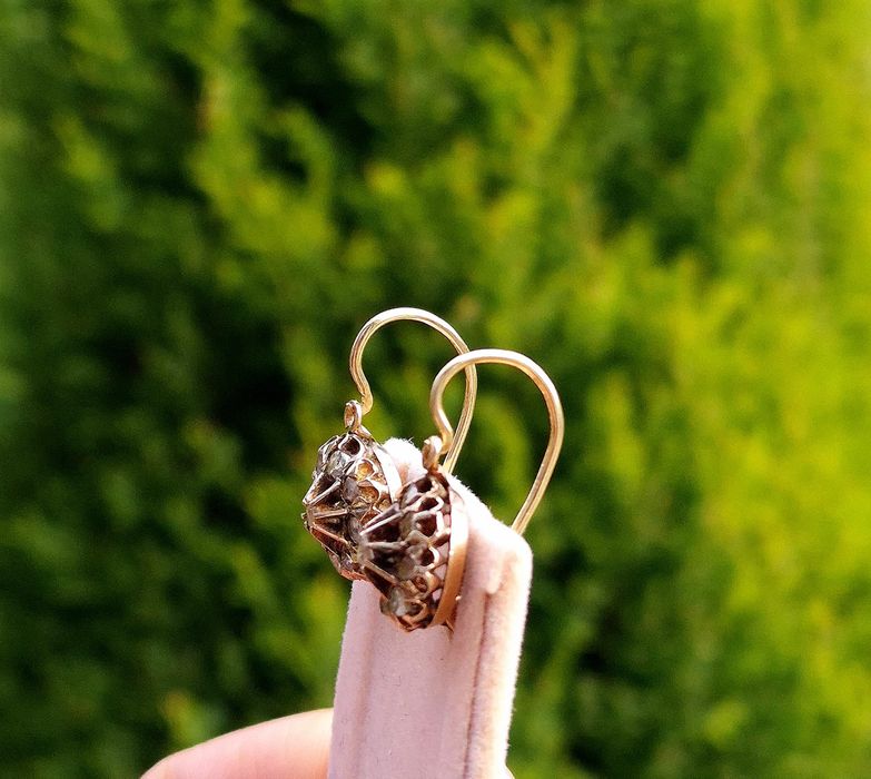 Cercei vechi autentici din aur de 14K si 18K cu diamante naturale