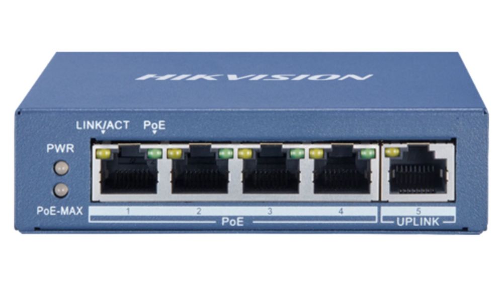 Switch Hikvision Gigabit 4 PoE + 1 UpLink DS-3E0505P-E