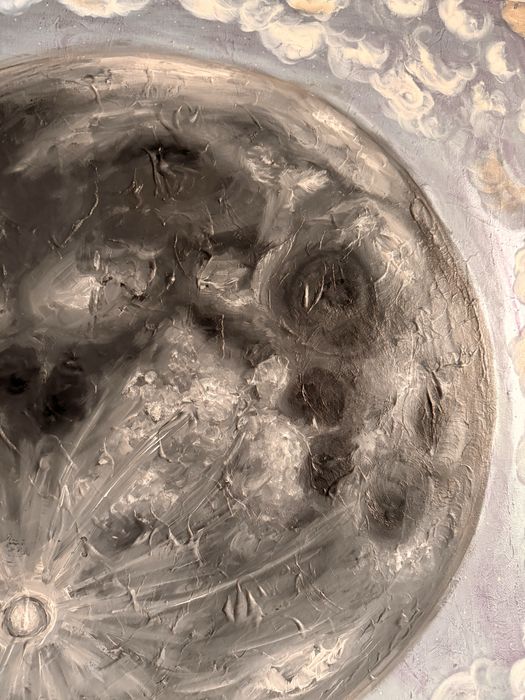 Tablou ulei Luna abstract 70x70 cm cu sasiu 4cm