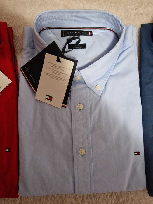 Camasa Tommy Hilfiger | XXL | Regular | Albastru melange/glaciar, Rosu