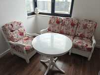 Set mobilier vintage – Canapea extensibilă 3 locuri + fotoliu + masă r