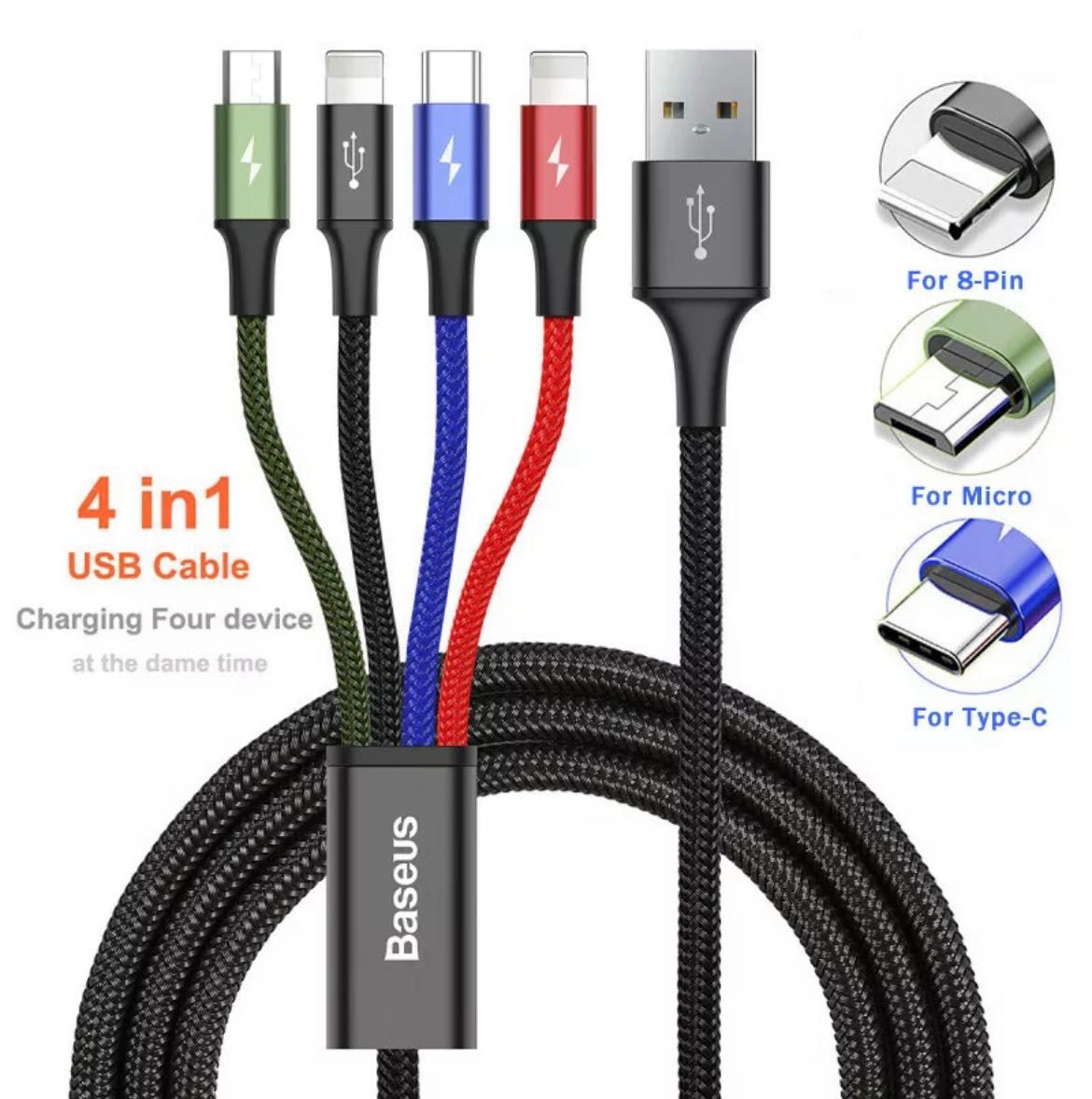 Oferta Cablu BASEUS 4 in 1 iPhone / USB-C / Micro USB Nou