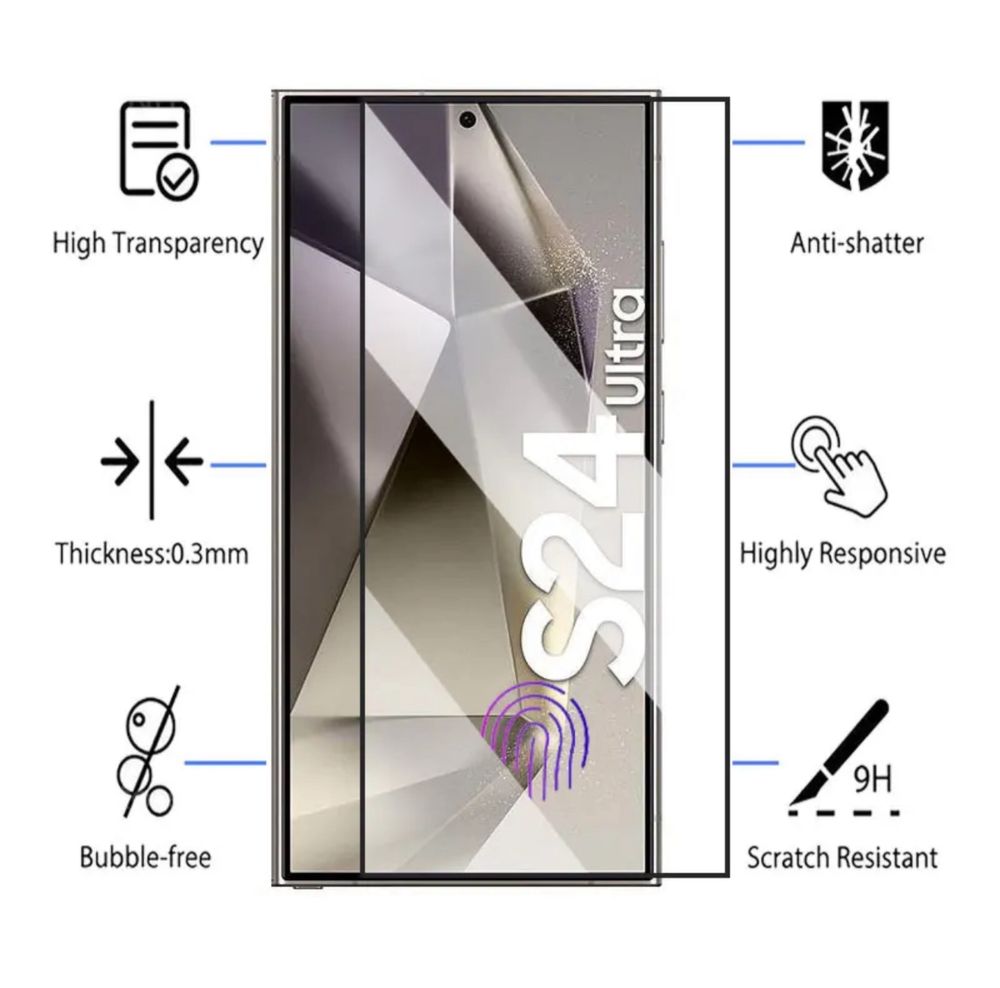 Folie sticla FULL Glue pt Samsung Galaxy S24 / S24 Plus / S24 Ultra 5G