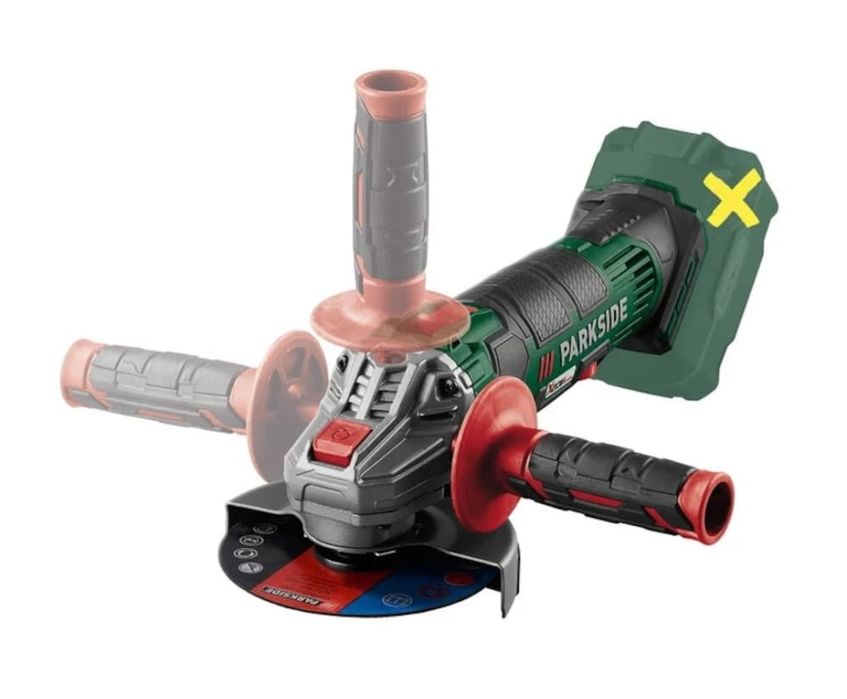 Polizor unghiular parkside pe acumulator 20v accesorii