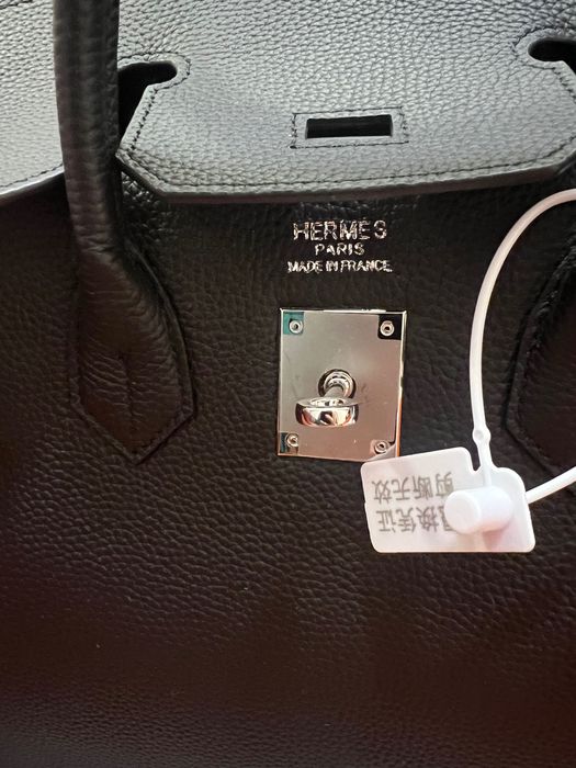 Черна кожена чанта hermes