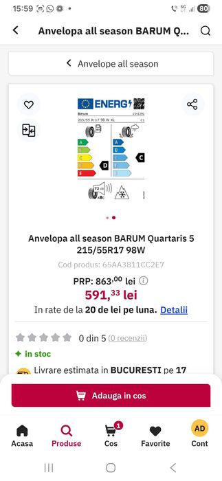 Anvelope all season BARUM Quartaris 5 215/55R17 98W